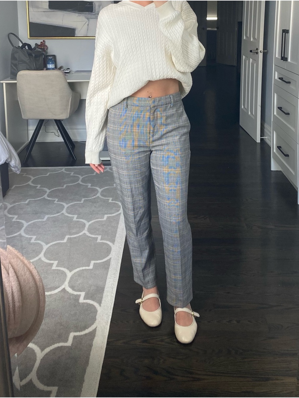 Aritzia Gray Plaid Trousers
